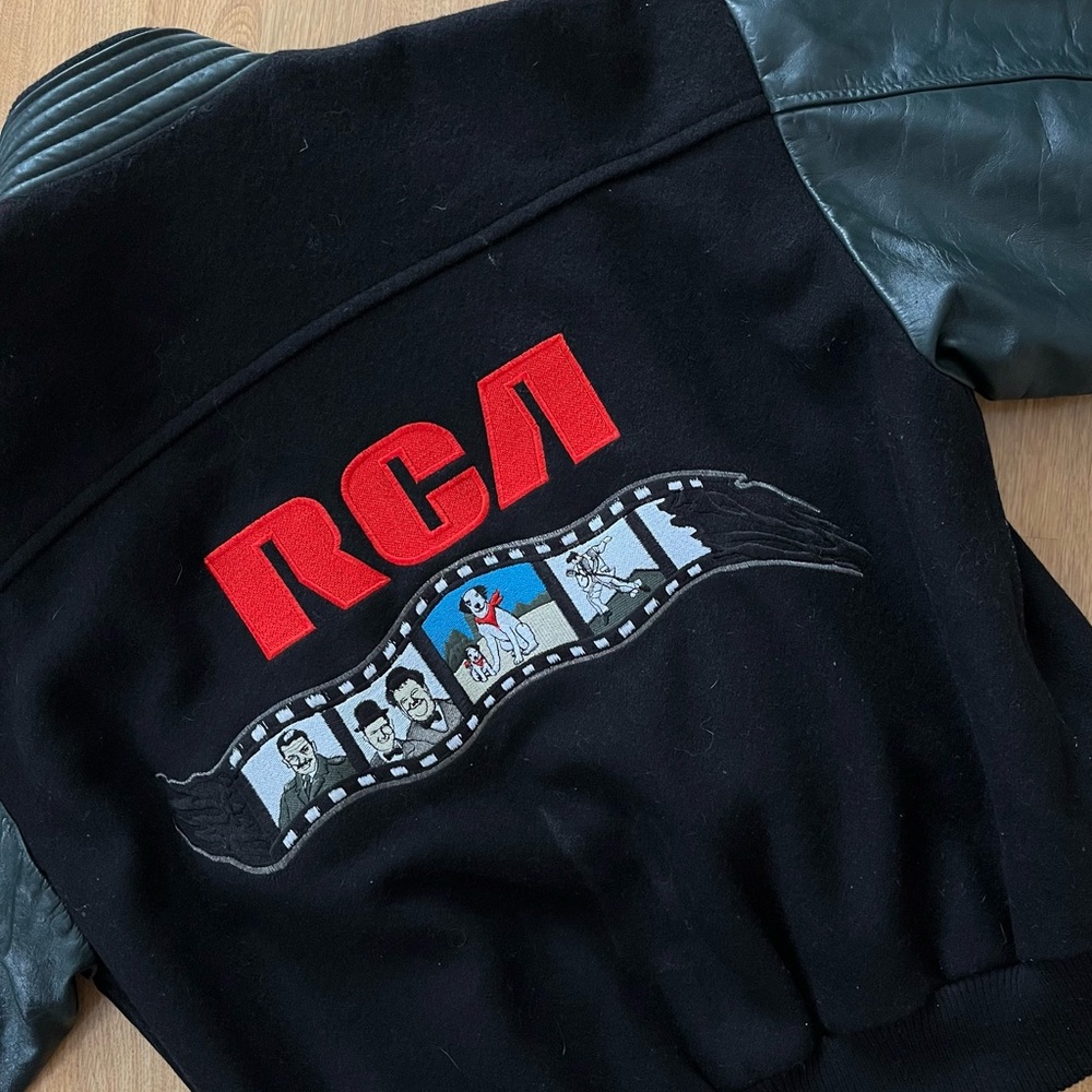 vintage 90’s RCA leather/wool bomber - Picture 4 of 5
